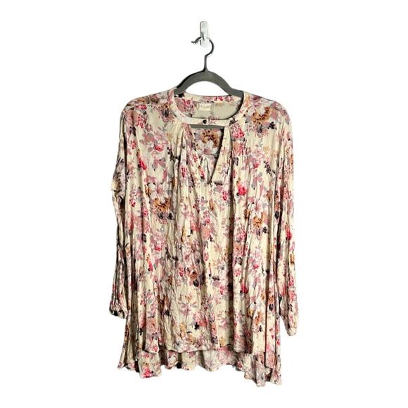Altar’d State Pink and White Floral Long Sleeve Tunic With Small Front Cutout M - Picture 1 of 9